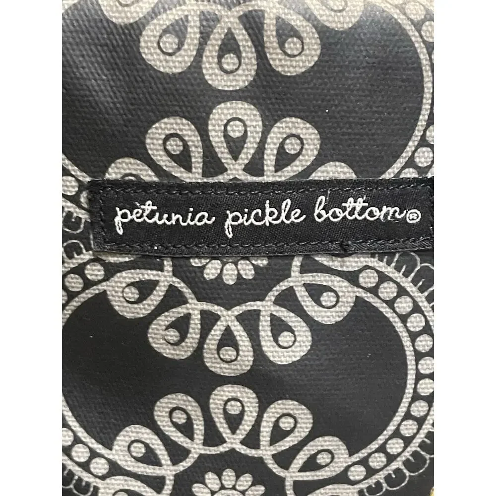 Petunia Pickle Bottom Boxy Backpack Diaper Bag Black Gray Yellow Embroidery​​​ - Picture 3 of 10